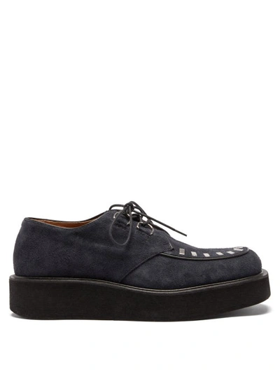 Jonny Studded Suede Creeper Shoes In Navy
