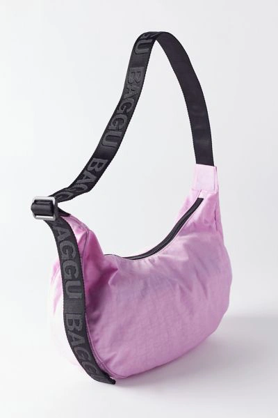 Shop Baggu Medium Crescent Nylon Shoulder Bag In Violet