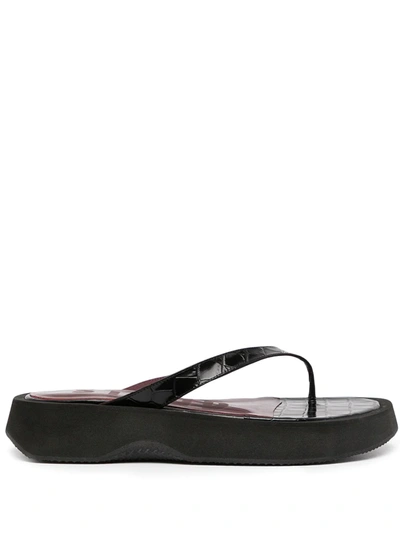 Shop Staud Tessa Flatform Thong Sandals In 黑色
