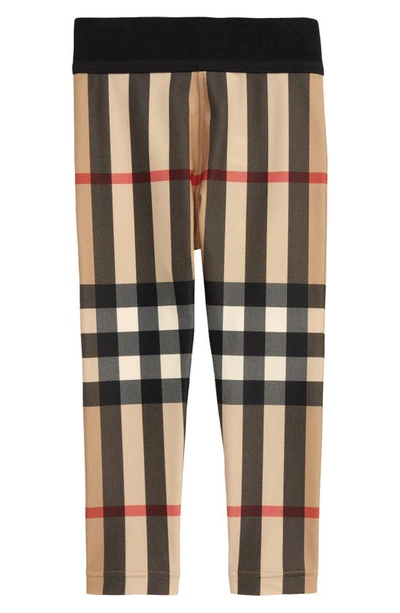 Shop Burberry Kids' Gina Check Stretch Jersey Leggings In Archive Beige Ip Chk