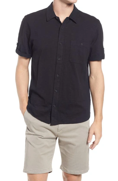 Shop Paige Brayden Slim Fit Short Sleeve Button-up Shirt In Black