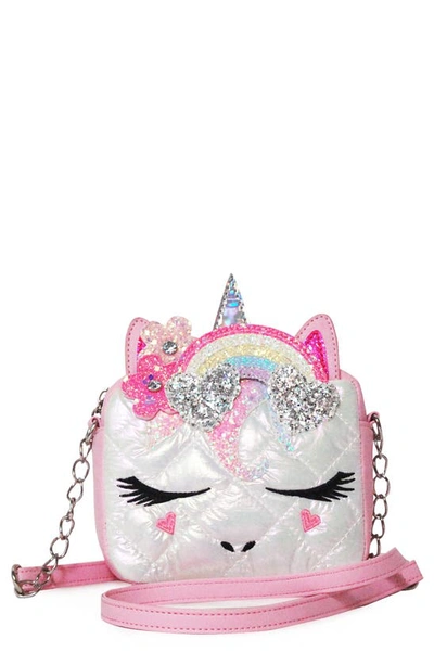 Shop Omg Accessories Miss Gwen Rainbow Crown Quilted Crossbody Bag In Cotton Candy