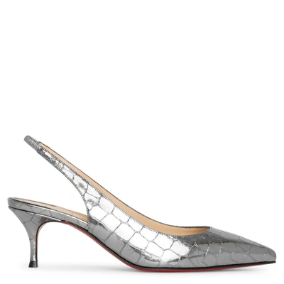 Shop Christian Louboutin Kate Sling 55 Metallic Pumps