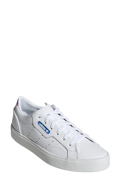 Shop Adidas Originals Sleek Leather Sneaker In White/ White/ Multi