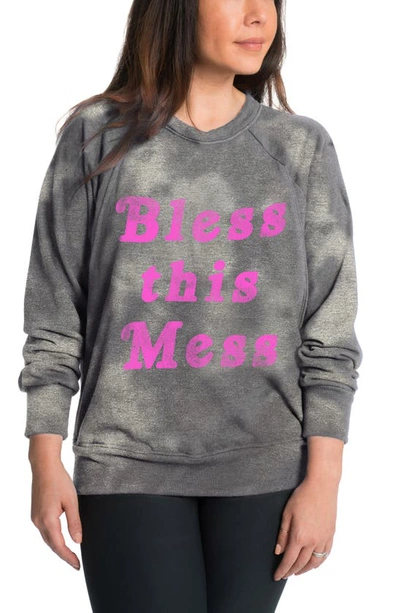 Shop Bun Maternity Bless This Mess Graphic Nursing Sweatshirt In Cloud Tie Dye