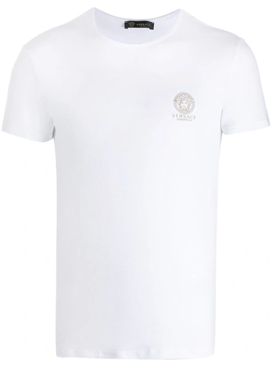 Versace Logo Print Stretch Cotton T-shirt In Nocolor