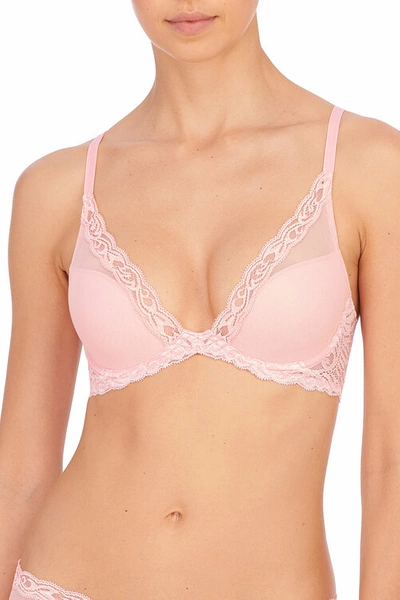Shop Natori Feathers T-shirt Everyday Deep Plunge Bra (36d) In Pink Icing