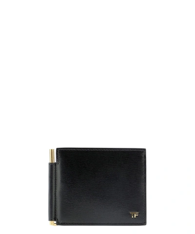 Shop Tom Ford "t-line" Money Clip Wallet In Black  