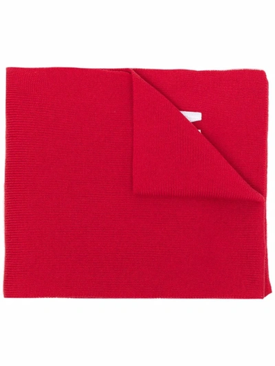 Shop Dsquared2 Embroidered-logo Ribbed-knit Scarf In Red
