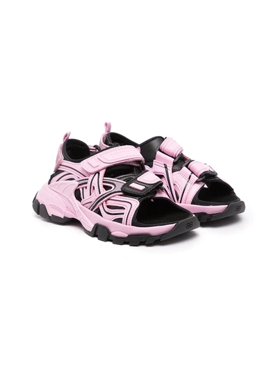 Shop Balenciaga Track Touch-strap Sandals In Pink