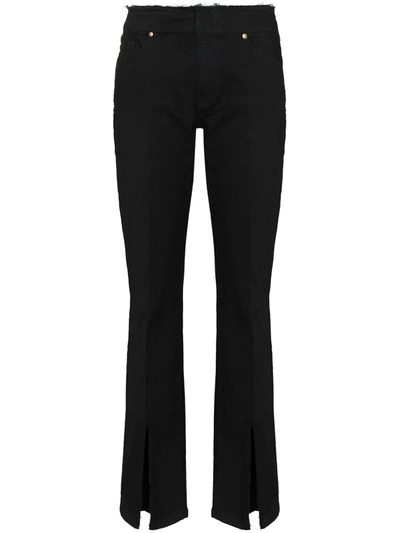 Shop Frame Le Cut Off Flared Jeans In Black