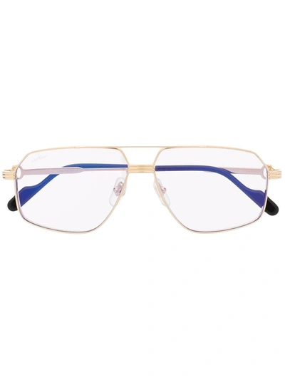 Shop Cartier C De  Sunglasses In Gold