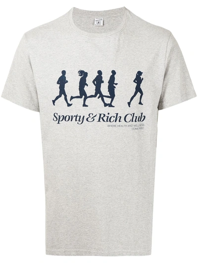 Shop Sporty And Rich Club Logo T-shirt In Grau