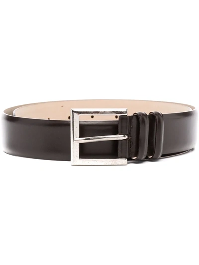Orciani Adjustable Leather Belt Crafted Sophistication In Braun