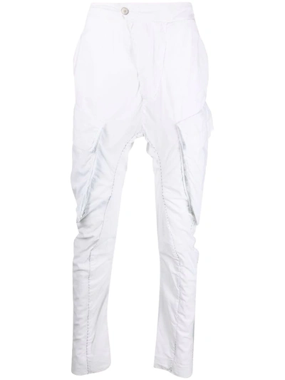 Shop Masnada Crease-effect Pocketed Trousers In Weiss