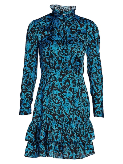 Shop Sandro Women's Alna Baroque Print Mini Dress In Blue