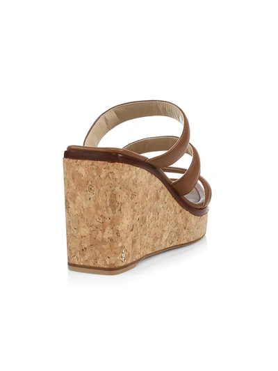 Shop Jimmy Choo Athenia Leather Wedge Mules In Cuoio