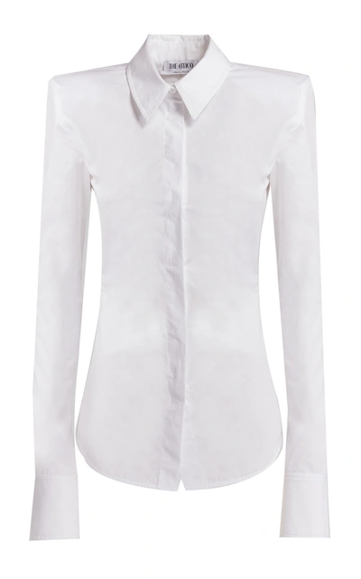 Shop Attico Women's Elton Bold-shoulder Cotton Poplin Shirt In White