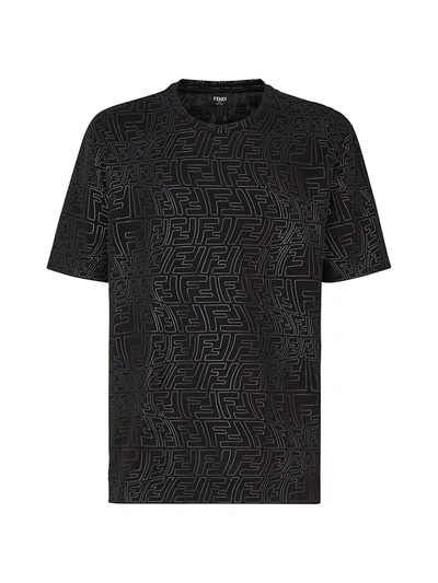 Shop Fendi Ff Fisheye Rubber T-shirt In Nero