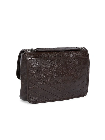 Shop Saint Laurent Women's Medium Niki Leather Shoulder Bag In Dark Chocolate