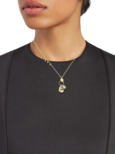 CHAN LUU 18K GOLDPLATED & MULTI-STONE EVIL EYE CHARM NECKLACE 400013369561