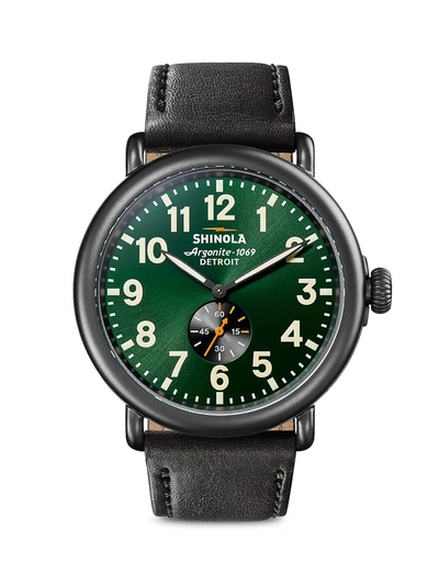 Shop Shinola Men's The Runwell Sub Second Leather-strap Watch In Black