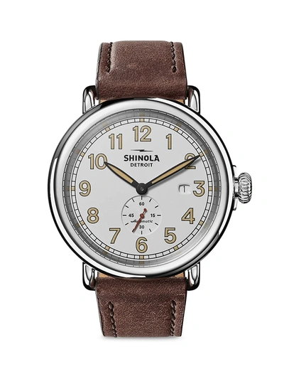 Shop Shinola Men's The Runwell Leather-strap Automatic Watch In Brown