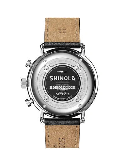 Shop Shinola Men's The Canfield Automatic Chrono Calendar Leather-strap Watch In Black