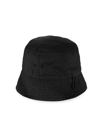 Shop Off-white Men's Logo Embroidered Bucket Hat In Black White