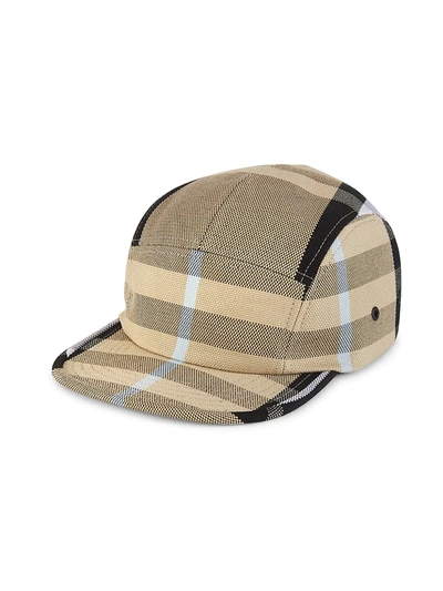 Shop Burberry Check Canvas Baseball Cap In Dusty Sand