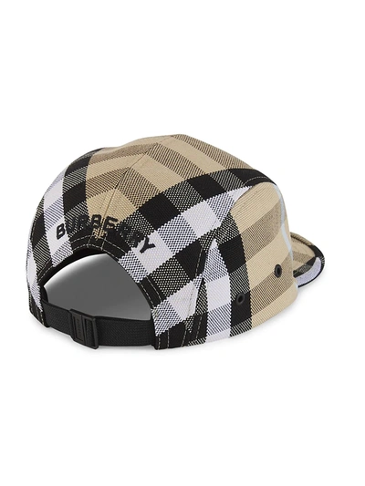 Shop Burberry Check Canvas Baseball Cap In Dusty Sand