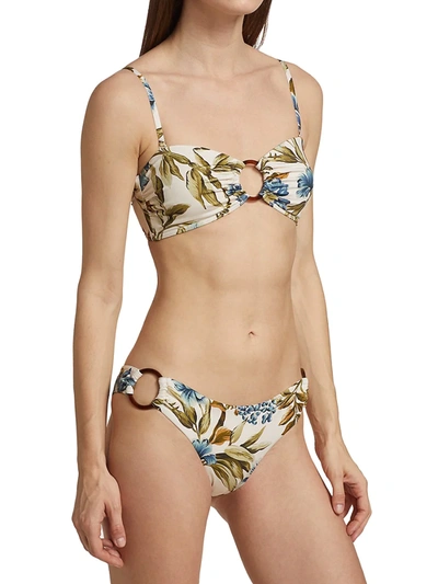 Shop Zimmermann Aliane Ring Bandeau Bikini In Khaki Floral