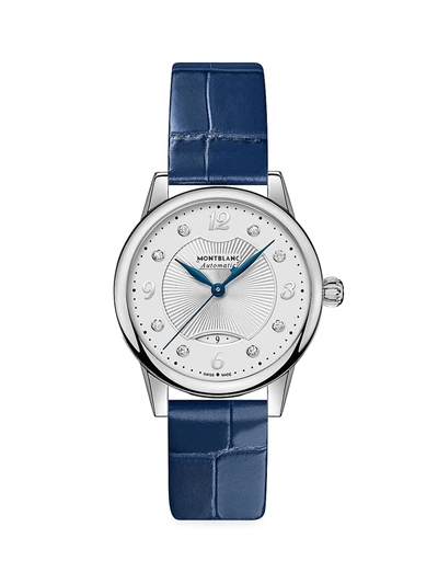 Shop Montblanc Women's Boheme Croc-embossed Leather Strap Watch In Blue