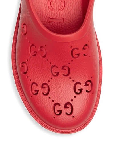 Shop Gucci Men's Elea Rubber Logo Mules In Red