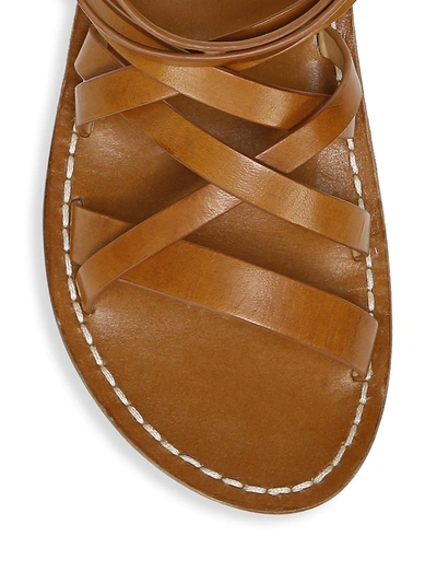 Shop Sam Edelman Meriai Ankle-wrap Leather Gladiator Sandals In Brown