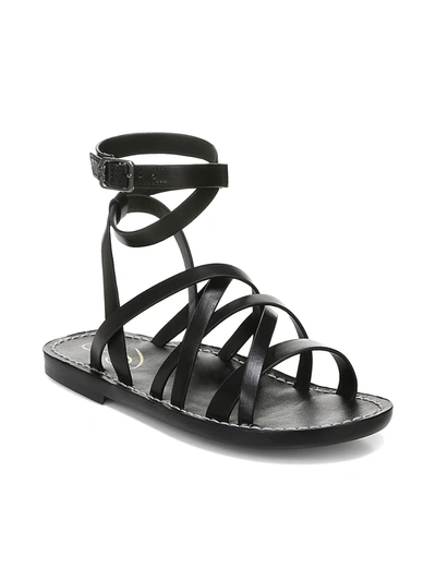 Shop Sam Edelman Meriai Ankle-wrap Leather Gladiator Sandals In Black