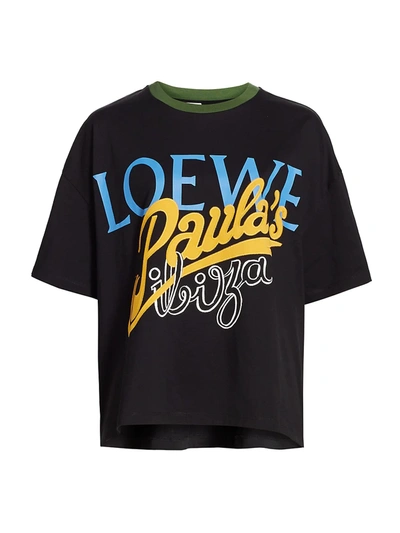 Shop Loewe Paula's Ibiza Boxy Logo Tee In Black Multicolor