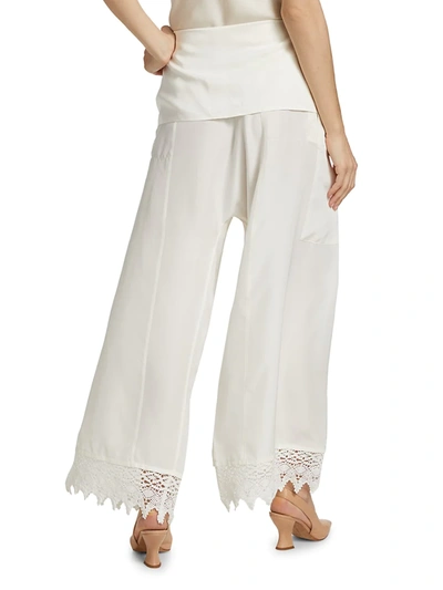 Shop Loewe Macramé Belted Trousers In Ecru