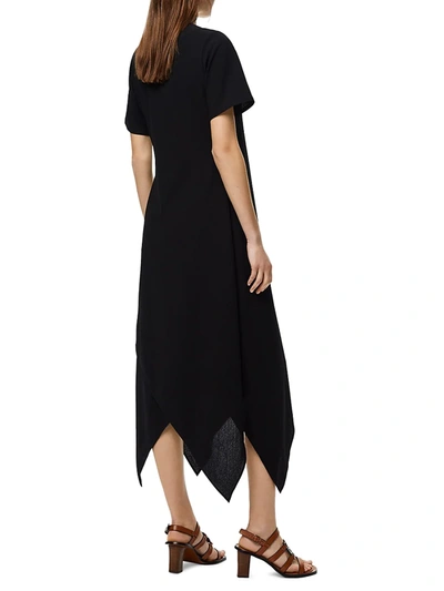 Shop Loewe Leather-strap Wool-blend Wrap Dress In Black