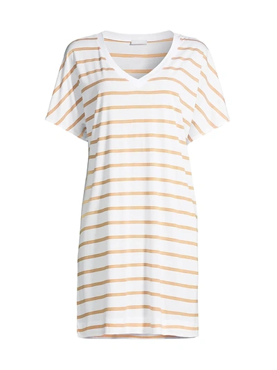 Shop Hanro Laura Striped Sleepshirt In Sunny Stripe