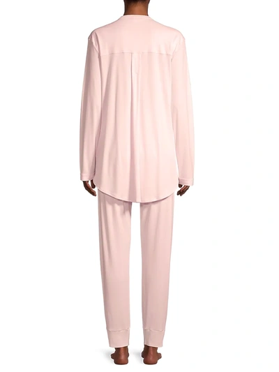 Shop Hanro 2-piece Draped Pajama Set In Rosewater