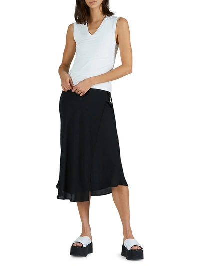 Shop Atm Anthony Thomas Melillo Pima Cotton Ruched V-neck Top In Black