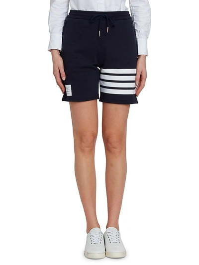 Shop Thom Browne Women's Mid-thigh Drawstring Shorts In Navy