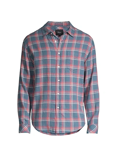 Shop Rails Men's Wyatt Ocean Blue Plaid Shirt In Blue Faded Red Cream