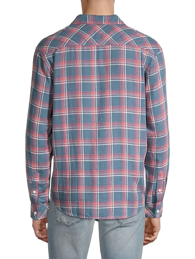 Shop Rails Men's Wyatt Ocean Blue Plaid Shirt In Blue Faded Red Cream