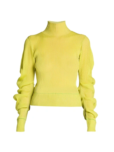 Shop Bottega Veneta Women's Lightweight Spiral Knit Sweater In Kiwi