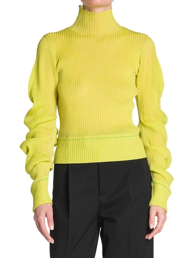 Shop Bottega Veneta Women's Lightweight Spiral Knit Sweater In Kiwi