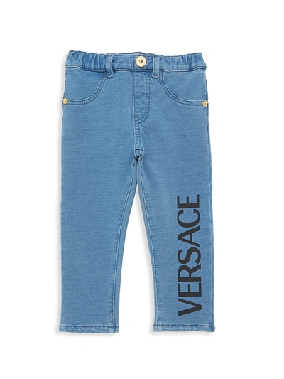 Shop Versace Baby's Logo Jeans In Light Blue