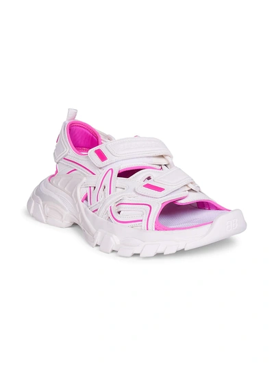 Shop Balenciaga Track Sandals In White Fluo Pink