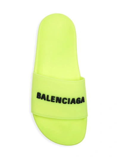 Shop Balenciaga Women's Rubber Pool Slide Sandals In Fluo Yellow Black
